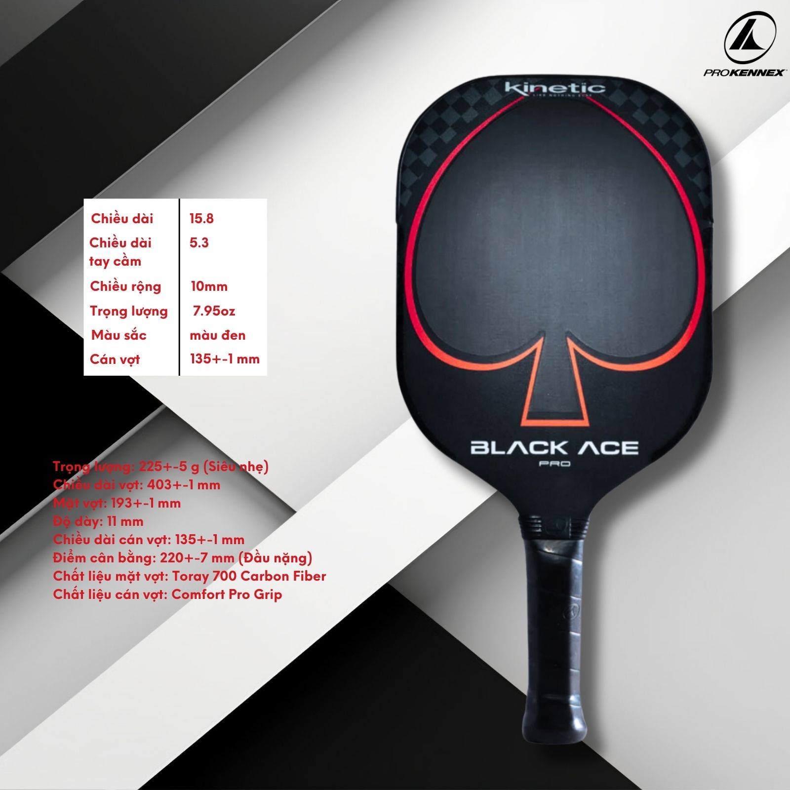 PROKENNEX Black Ace Pro Pickleball-Paddel – Toray 700 Carbon, USAPA-zugelassen, Randlos